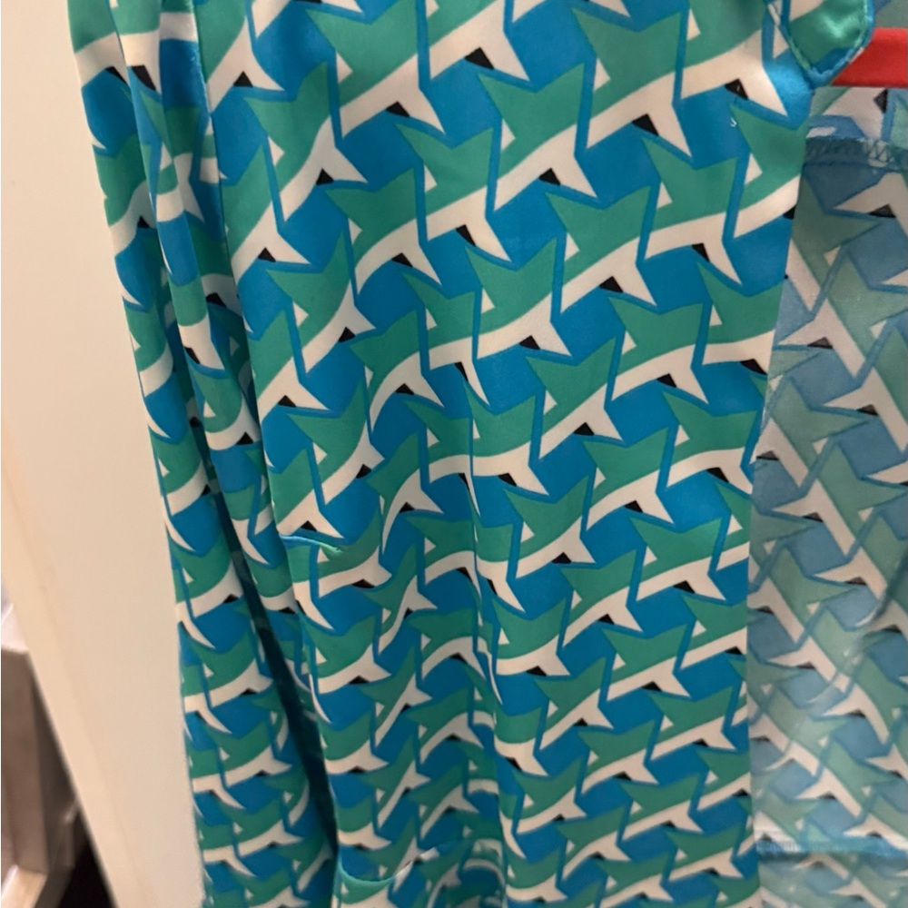 Forever 21 Blue Wrap Dress with Bell Sleeves and Plunge Neckline - Picture 8 of 8